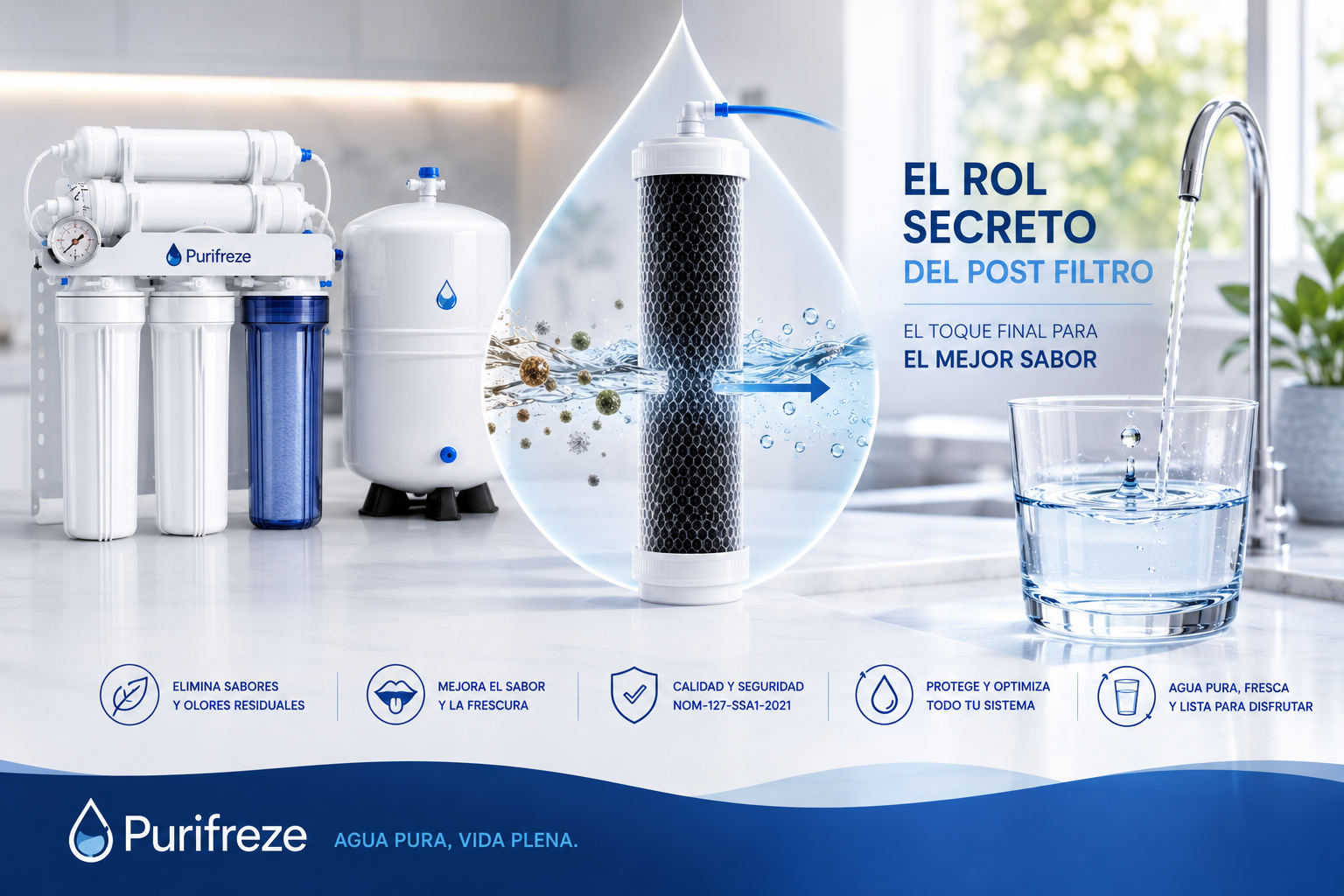 El rol secreto del post filtro: Por qué es indispensable para el sabor final de tu agua